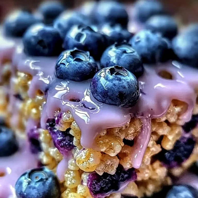 Blueberry Rice Krispies Treats with Vanilla Glaze