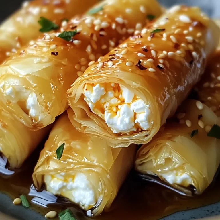 Oven Fried Feta Rolls with Chili Honey
