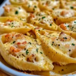 Seafood Stuffed Jumbo Shells with Creamy Cheese Sauce