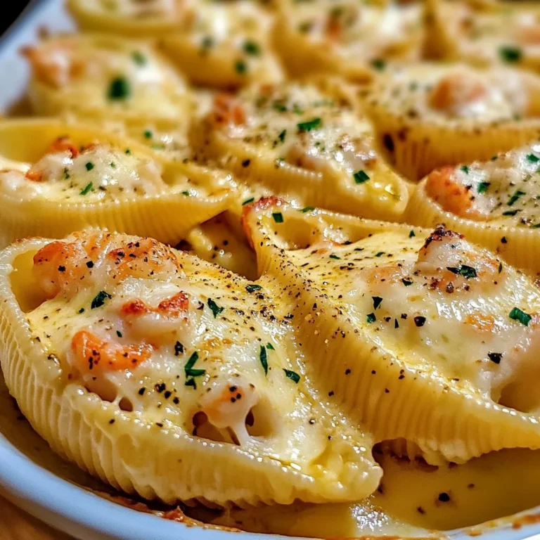 Seafood Stuffed Jumbo Shells with Creamy Cheese Sauce