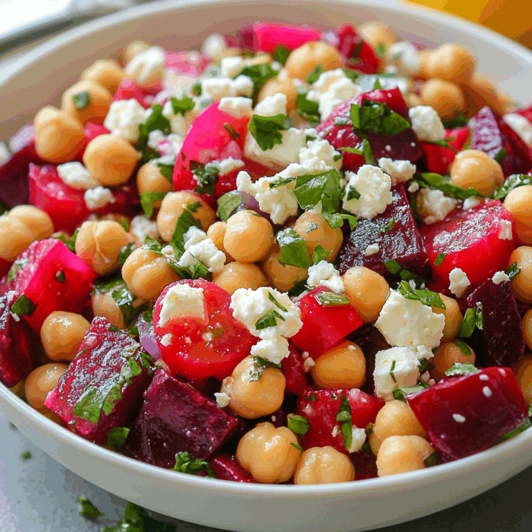 Chickpea Beet Feta Salad with Lemon-Garlic Vinaigrette – A Vibrant & Flavorful Delight
