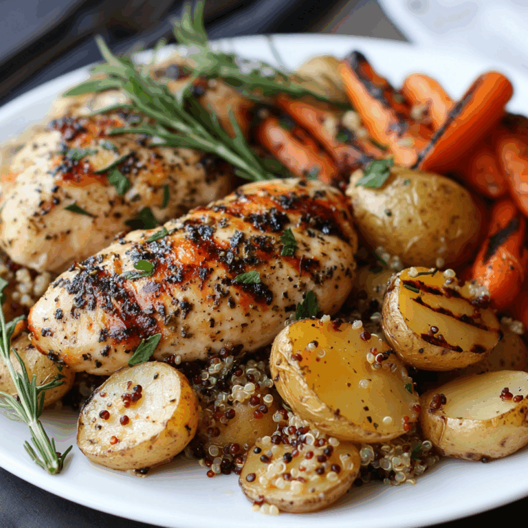 Herb Grilled Chicken with Roasted Potatoes, Carrots & Quinoa