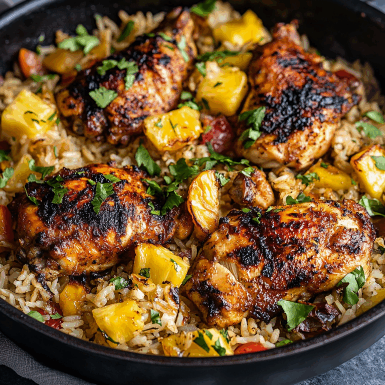One Pan Caribbean Jerk Chicken with Pineapple-Coconut Rice Recipe