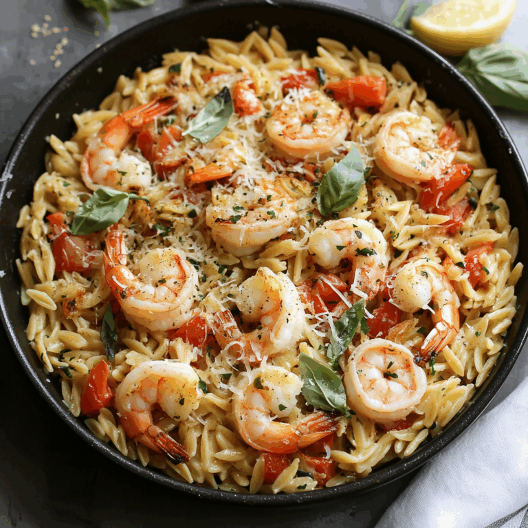 One Pan Parmesan Orzo with Shrimp
