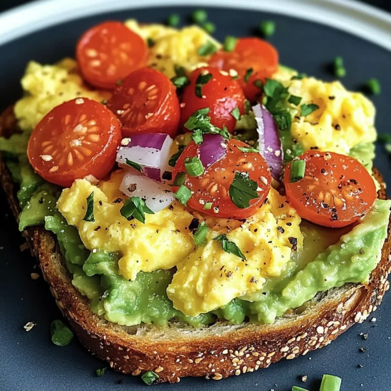 Avocado Toast with Scrambled Eggs and Tomato