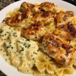 Cheesy Garlic Chicken Bowtie Pasta Recipe