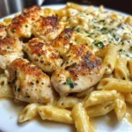Creamy Garlic Butter Chicken with Cheesy Penne and Parmesan Sauce