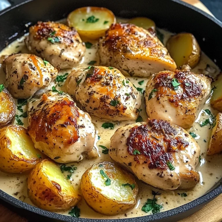 Creamy Garlic Chicken with Golden Baby Potatoes