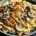 Creamy Garlic Mushroom Chicken Fettuccine