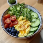 Creamy Scrambled Egg Bowl with Avocado, Microgreens & Veggies