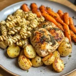 Garlic-Herb Chicken with Roasted Veggies & Creamy Rotini