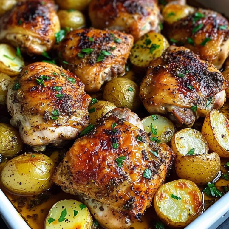 Garlic Herb Roasted Chicken Thighs with Baby Potatoes