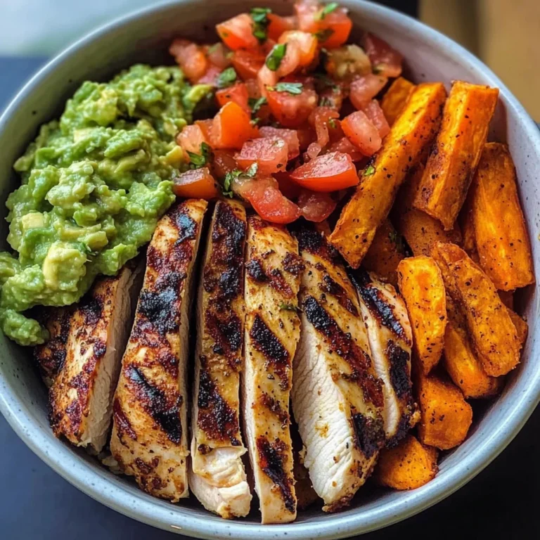 Grilled Chicken Power Bowl with Sweet Potato Fries & Guac