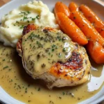Herb-Cream Chicken with Mashed Potatoes & Glazed Carrots