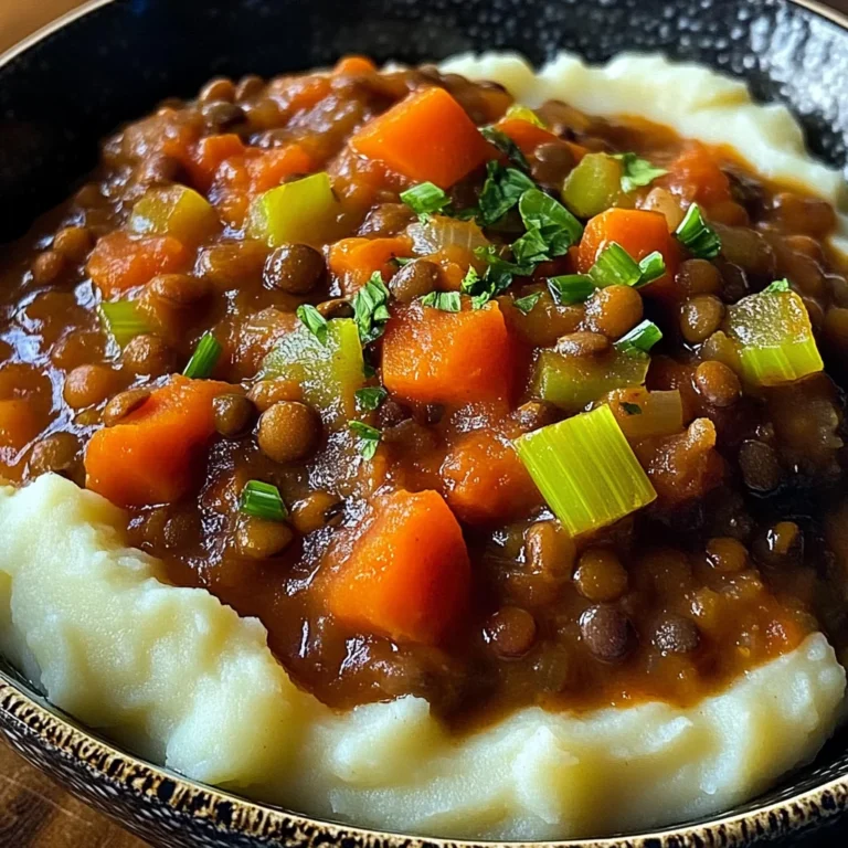 Lentil Stew Over Mashed Potatoes