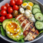 Mediterranean Chicken & Egg Salad Bowl with Avocado & Feta
