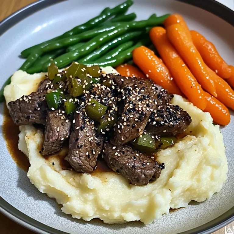 Savory Beef Plate with Mash, Carrots & Green Beans