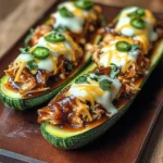 Sticky BBQ Chicken Zucchini Boats