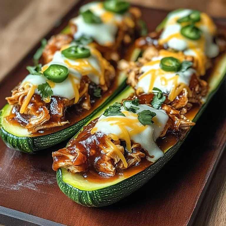 Sticky BBQ Chicken Zucchini Boats