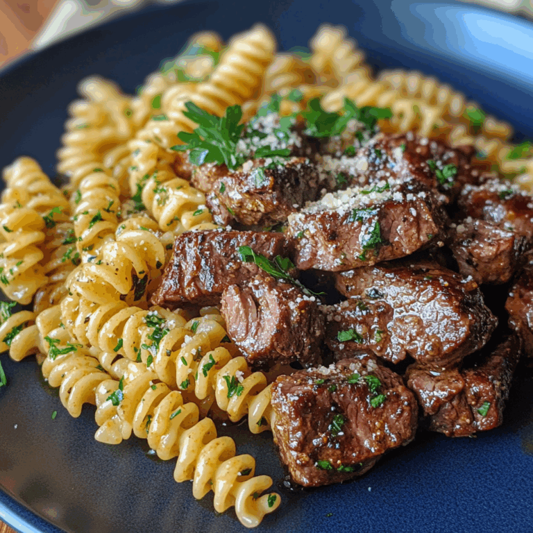 Cajun Steak Tips with Cheesy Parmesan Twisted Pasta