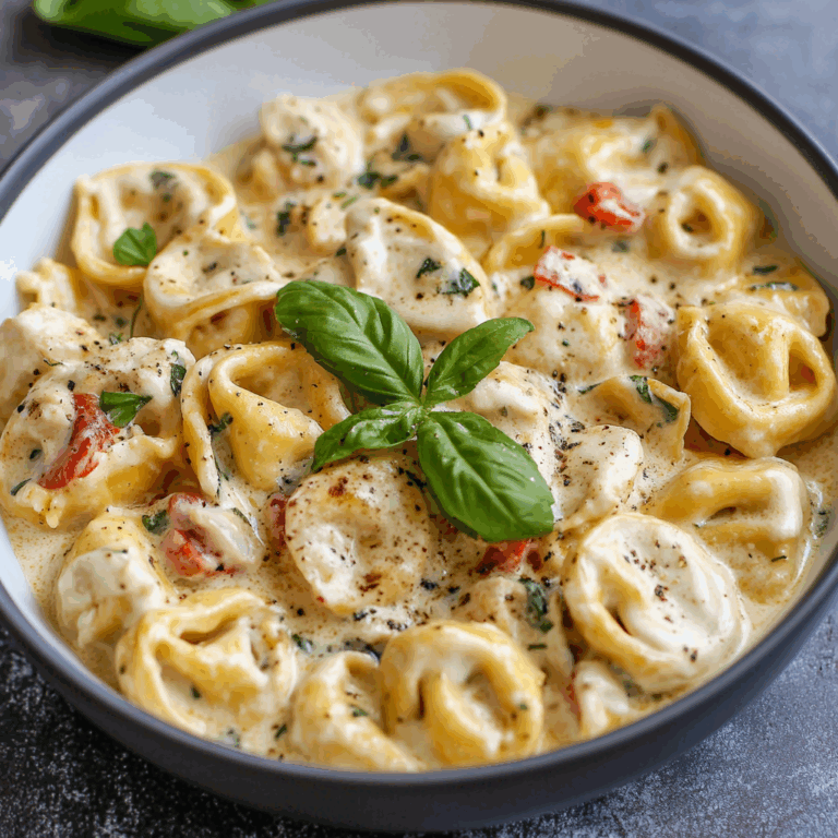 Creamy Chicken Tortellini with Mozzarella Garlic Sauce