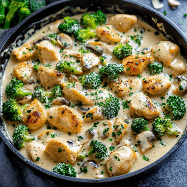 Creamy Garlic Chicken and Broccoli Skillet