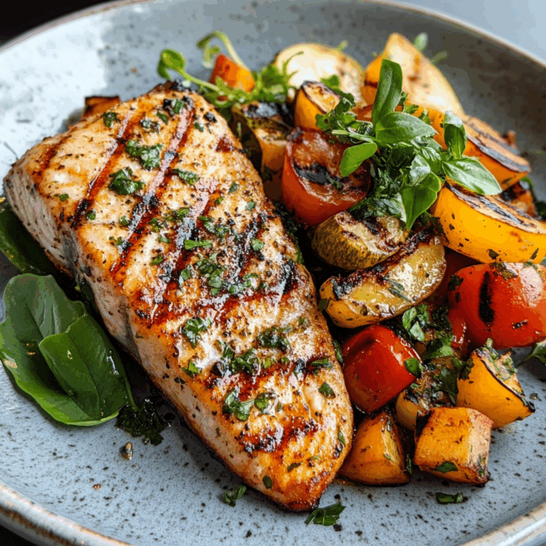 Grilled Fish Plate with Veggies & Fresh Greens