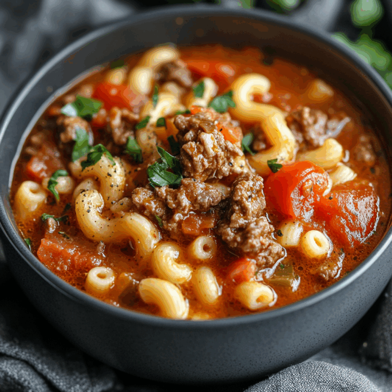 One Pot Beef and Tomato Macaroni Soup