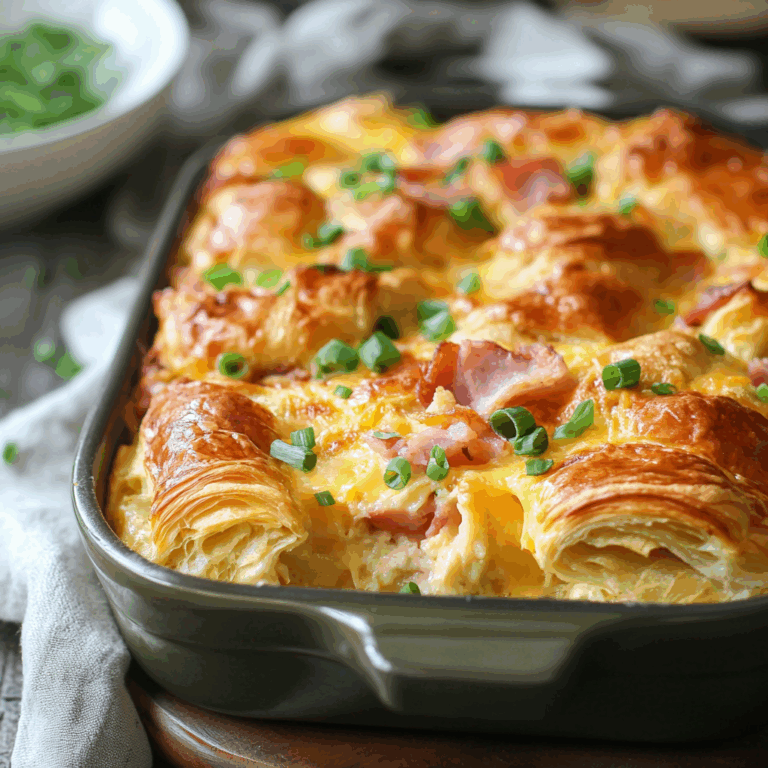 chicken chicken ham and Cheese Croissant Breakfast Casserole