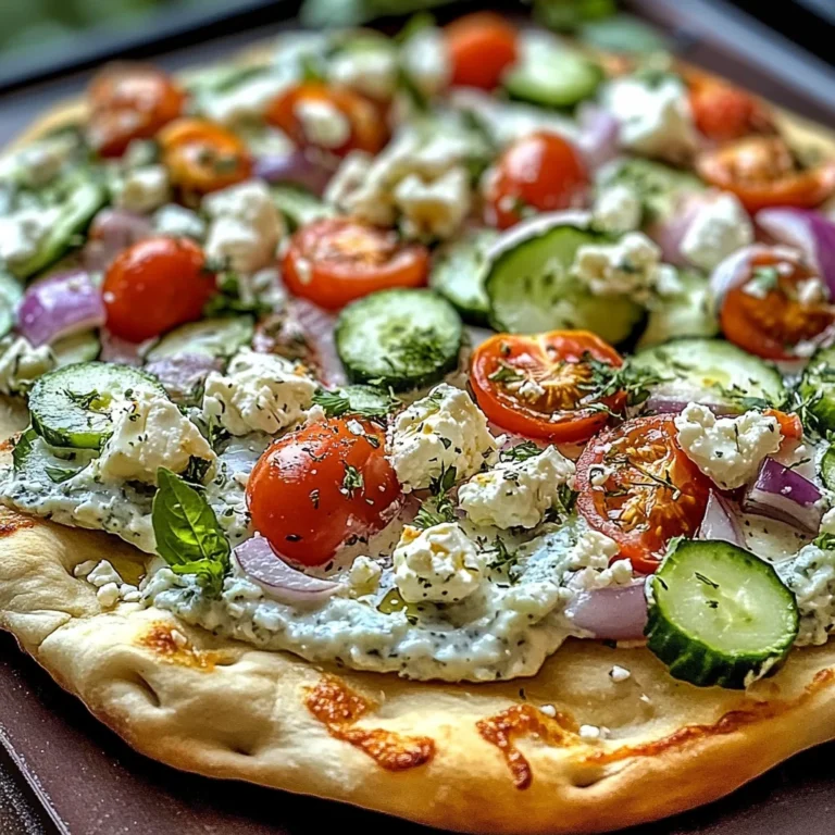 pizza topped with tzatziki sauce
