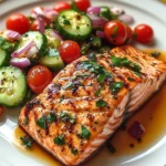 Grilled Salmon with Fresh Cucumber & Tomato Salad
