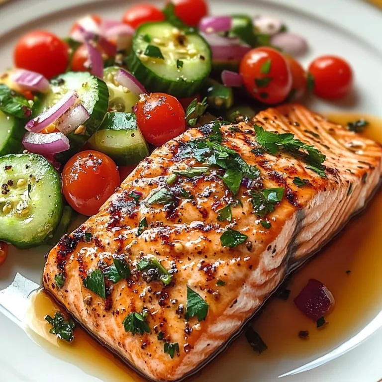 Grilled Salmon with Fresh Cucumber & Tomato Salad